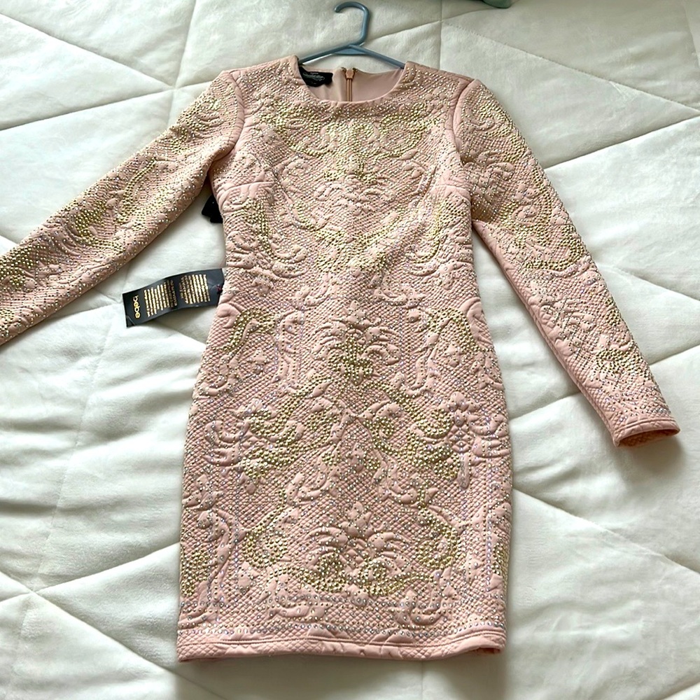Amazing beaded blush color mini dress